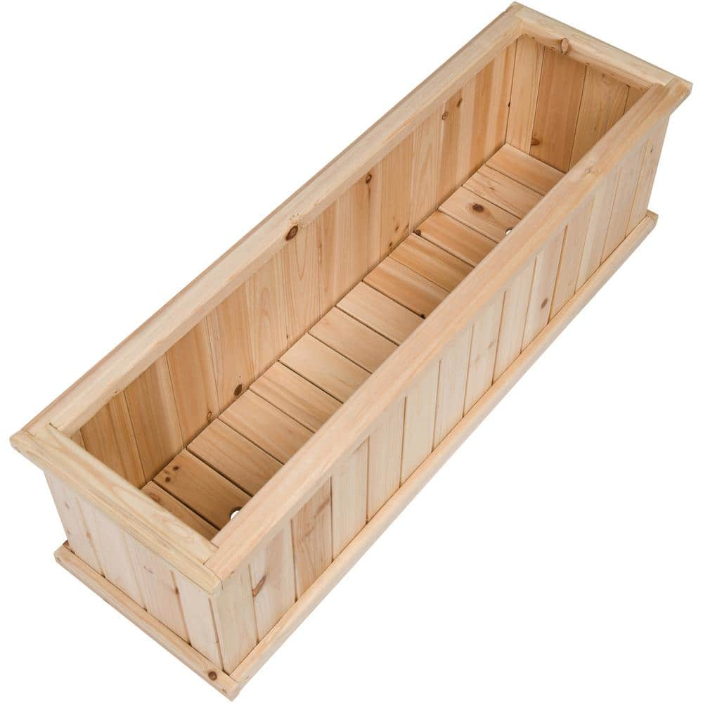 Shine Company 40 in. L x 12 in. W x 12.5 in. H Rectangle Natural Cedar Raised Garden Bed Box Planter Large Plant Pot Wooden Box 5103N