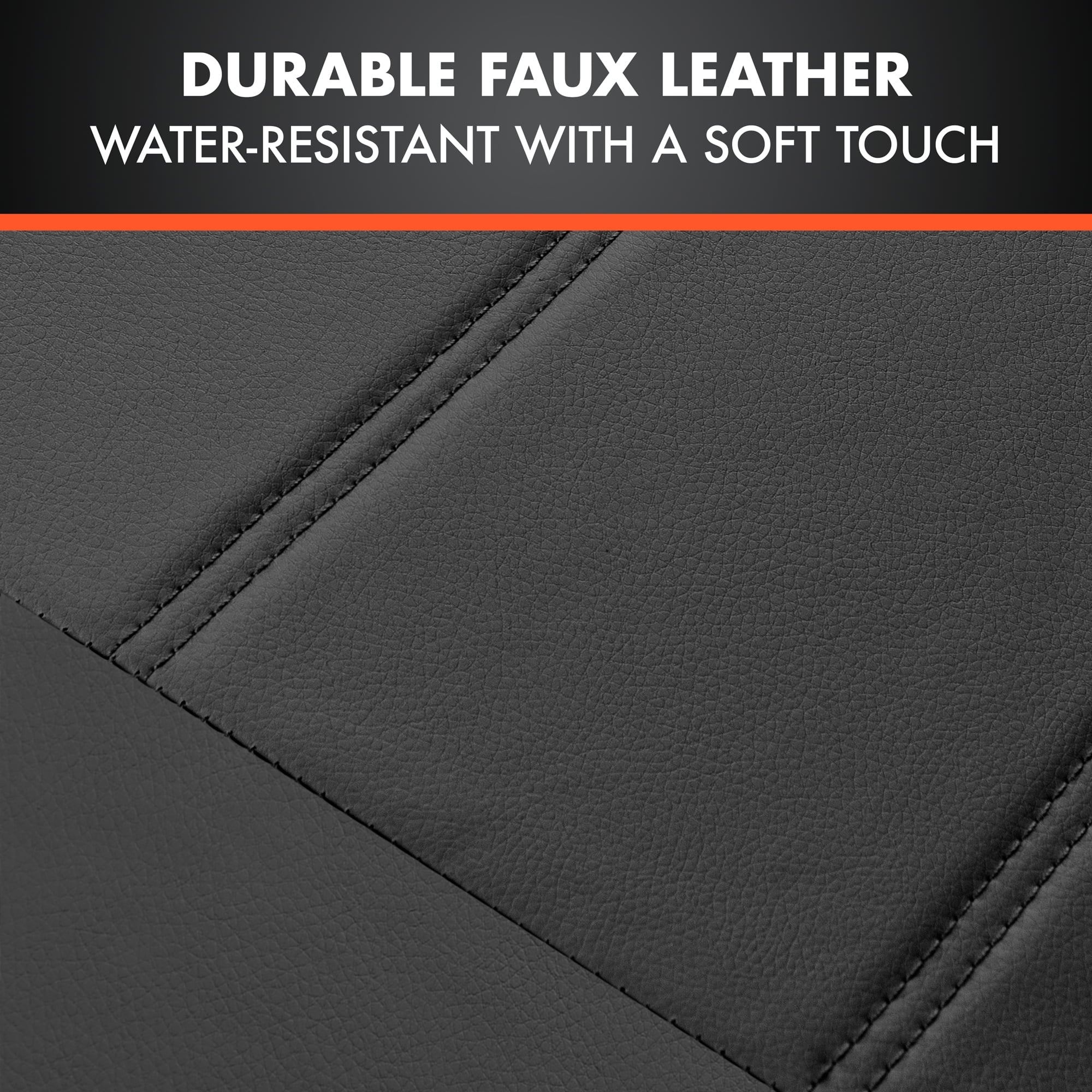 carXS UltraLuxe Black Faux Leather Car Seat Covers Full Set， Front and Rear Bench Seat Cover for Cars Trucks SUV