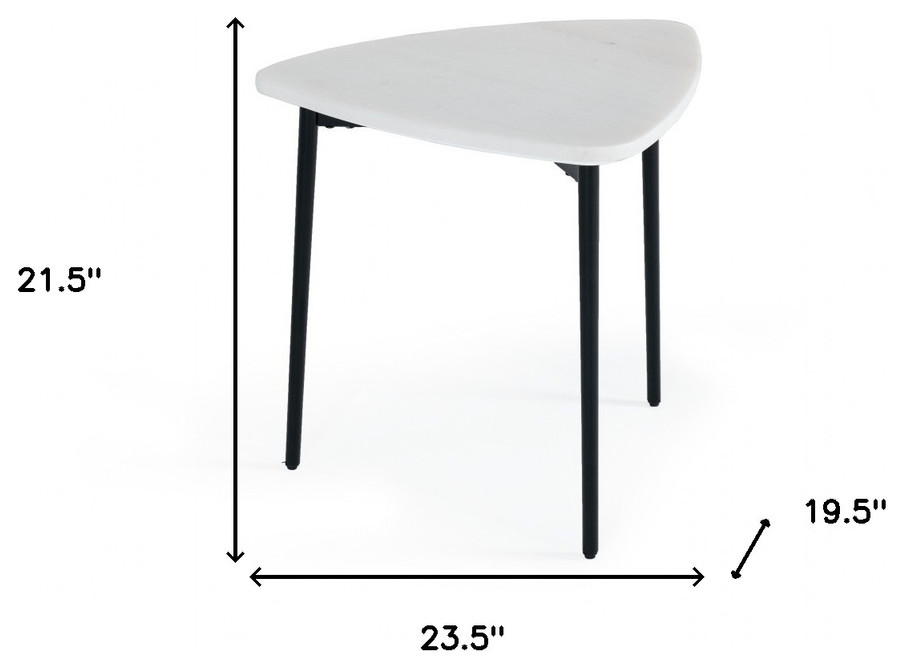 22 quotBlack And White Marble Triangle End Table   Midcentury   Side Tables And End Tables   by HomeRoots  Houzz