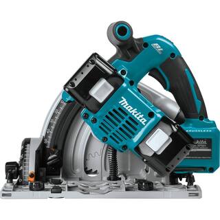 Makita 18V X2 LXT 6-12 in. Brushless Cordless Plunge Circular Saw 2 Batteries 5.0 Ah with Guide Rail XPS01PT1850B