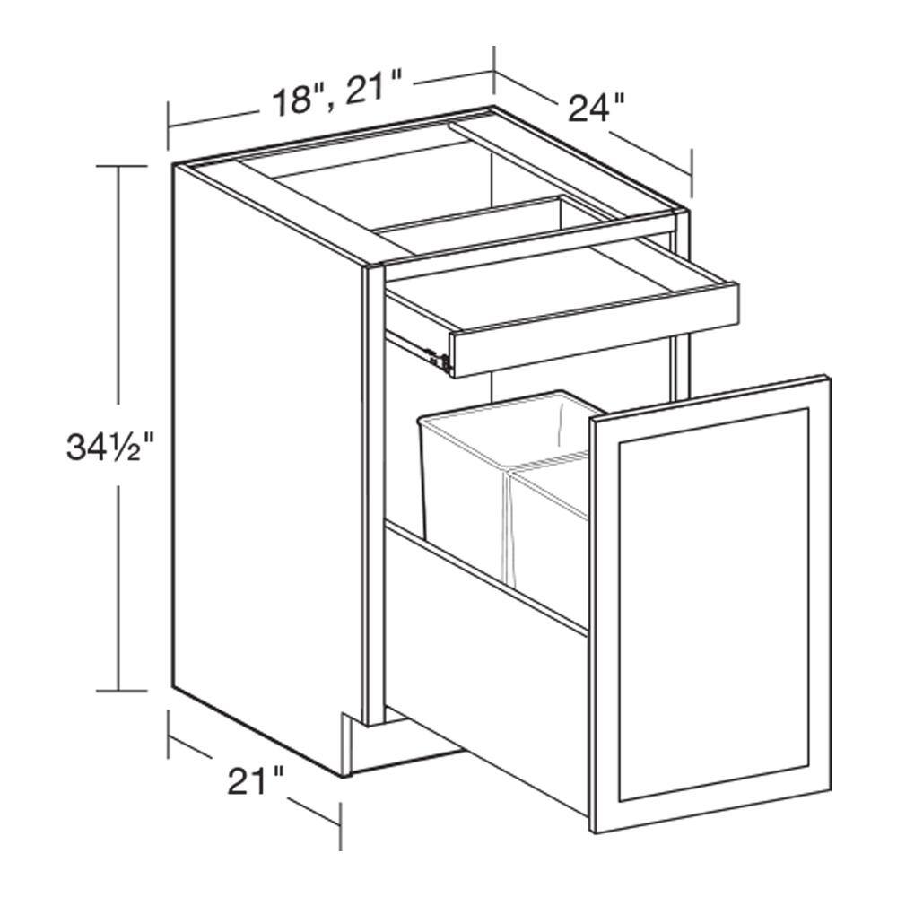 Home Decorators Collection Newport 18 in. W x 24 in. D x 34.5 in. H Pacific White Plywood Shaker Stock Assembled Trash Can Kitchen Cabinet B2DWB18-NPW