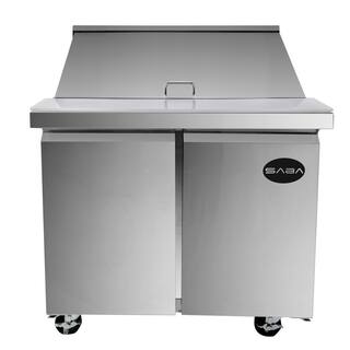 SABA 36.25 in. W 7.8 cu. ft. Commercial Mega Food Prep Table Refrigerator Cooler in Stainless Steel SPS-36-15M