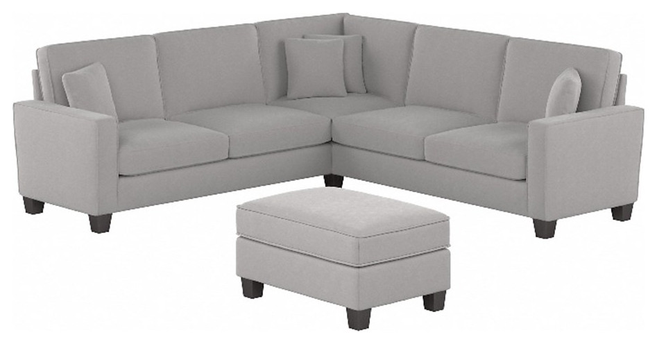 Stockton 99W L Shaped Sectional with Ottoman in Dark Gray Microsuede Fabric   Sectional Sofas   by Homesquare  Houzz