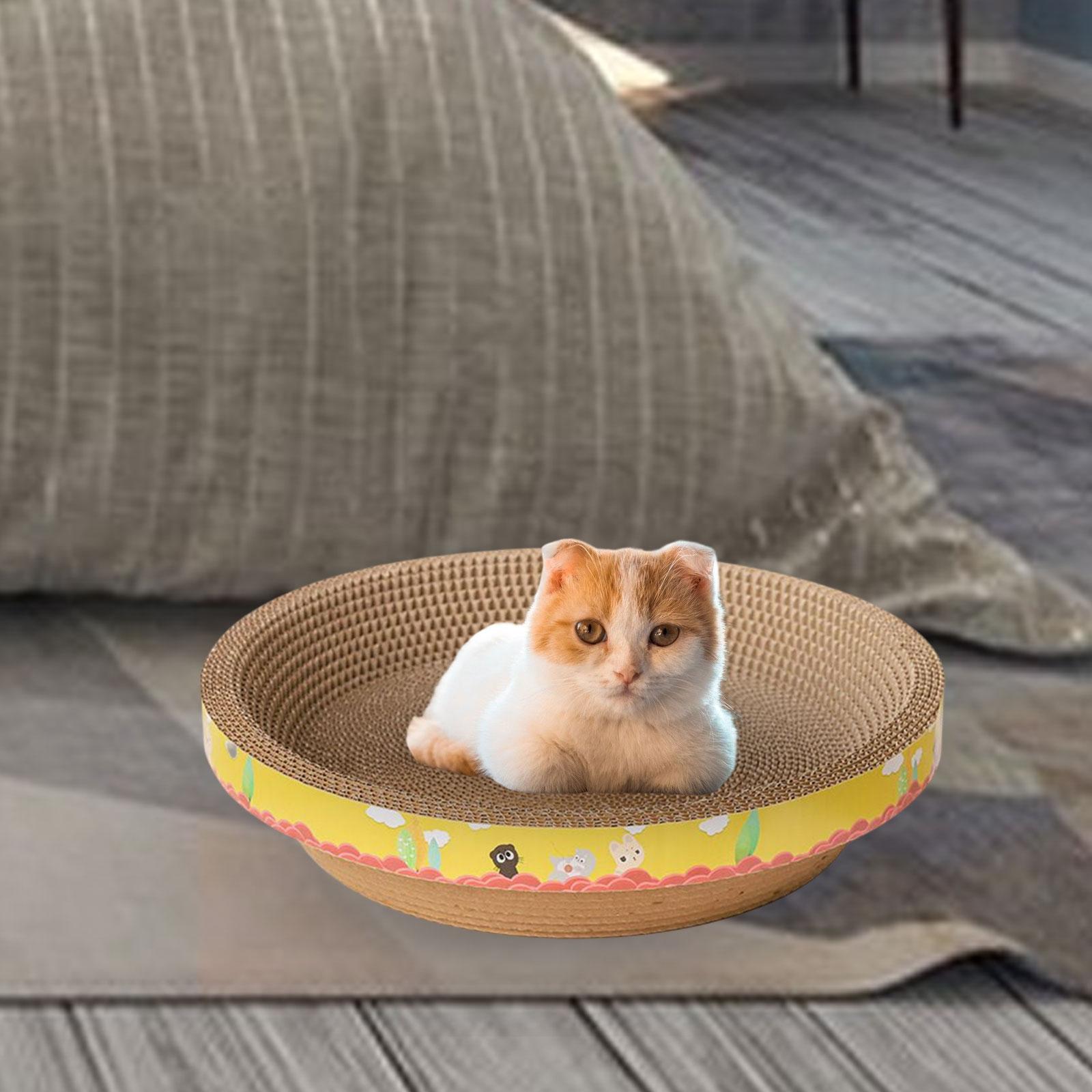 2Pcs Cat Scratcher Cardboard Scratching Bed House Sofa Wear Resistant Corrugated 32cmx9cm 50cmx12cm Yellow