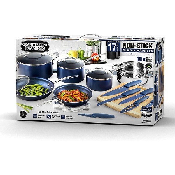 17 Nonstick Pots and Pans Set， Cookware Set + Knife Set