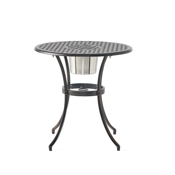 Angeles Cast Aluminum Outdoor Bistro Furniture Set with Ice Bucket by Christopher Knight Home