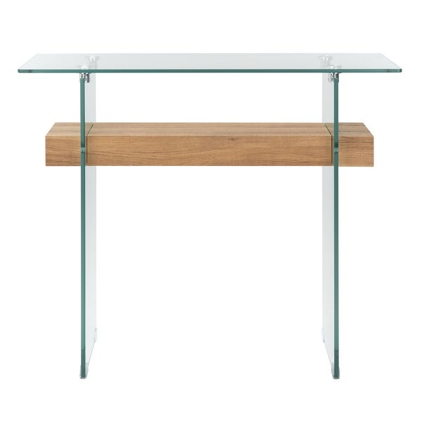 SAFAVIEH Kayley Modern Rectangular Natural/ Glass Console Table - 39.4