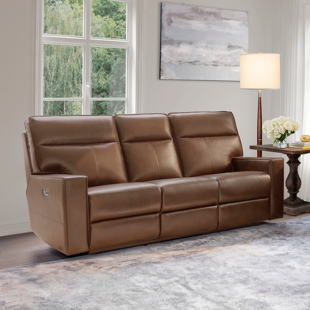 Abbyson Easley Top Grain Leather Dual Power Reclining Sofa