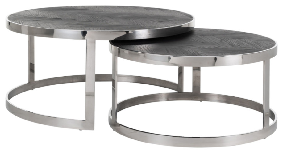 Round Silver Nesting Coffee Tables (2)  OROA Blackbone   Contemporary   Coffee Table Sets   by Oroa   Distinctive Furniture  Houzz