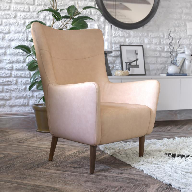 Light Brown Wingback Accent Chair   Midcentury   Armchairs And Accent Chairs   by PARMA HOME  Houzz