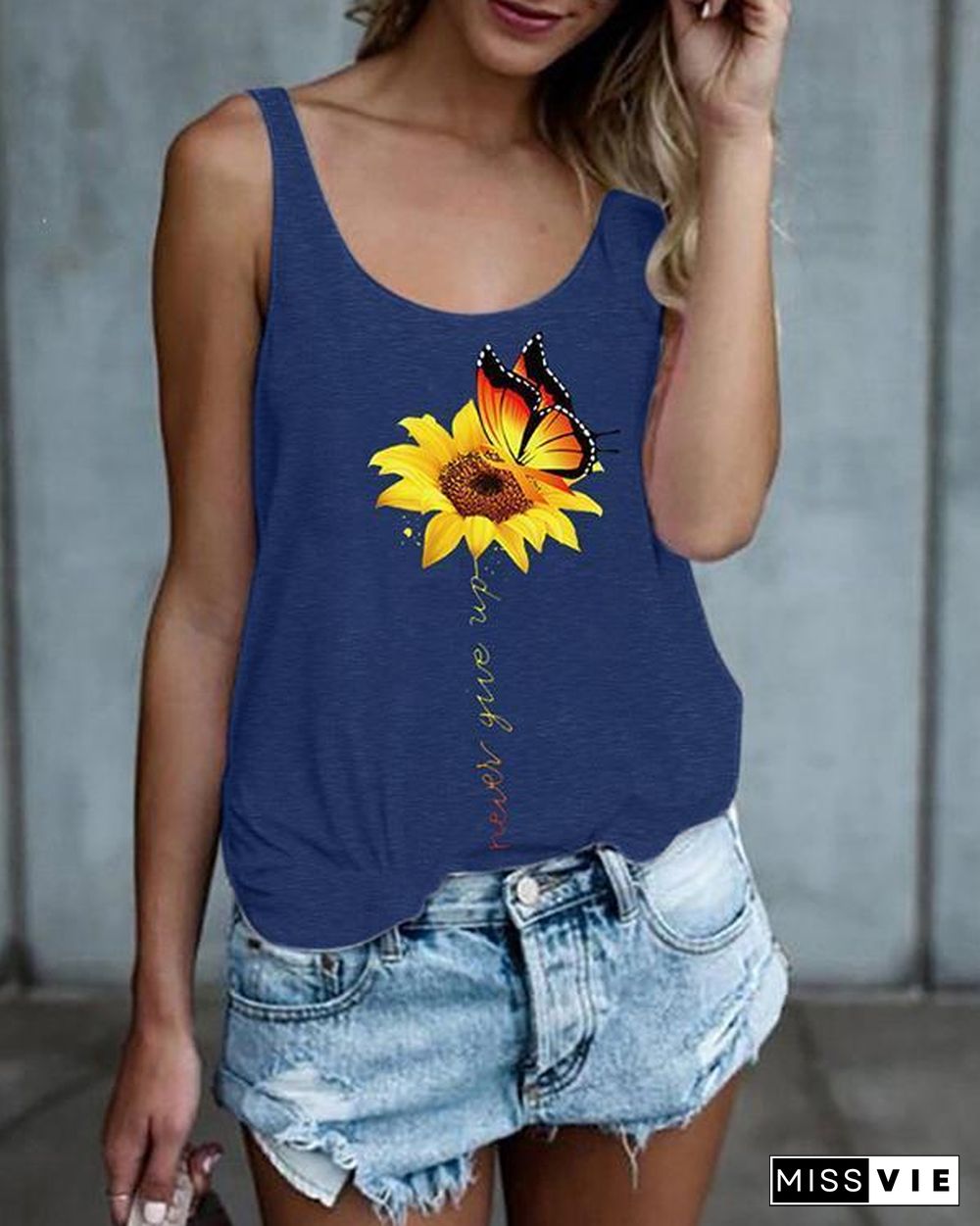 Floral Print Tank Tops Sleeveless Vest T-shirt