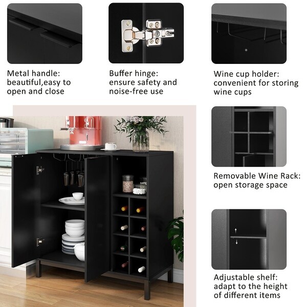 34 Inch Sideboards and Buffets With Storage Coffee Bar Cabinet Wine Racks Storage