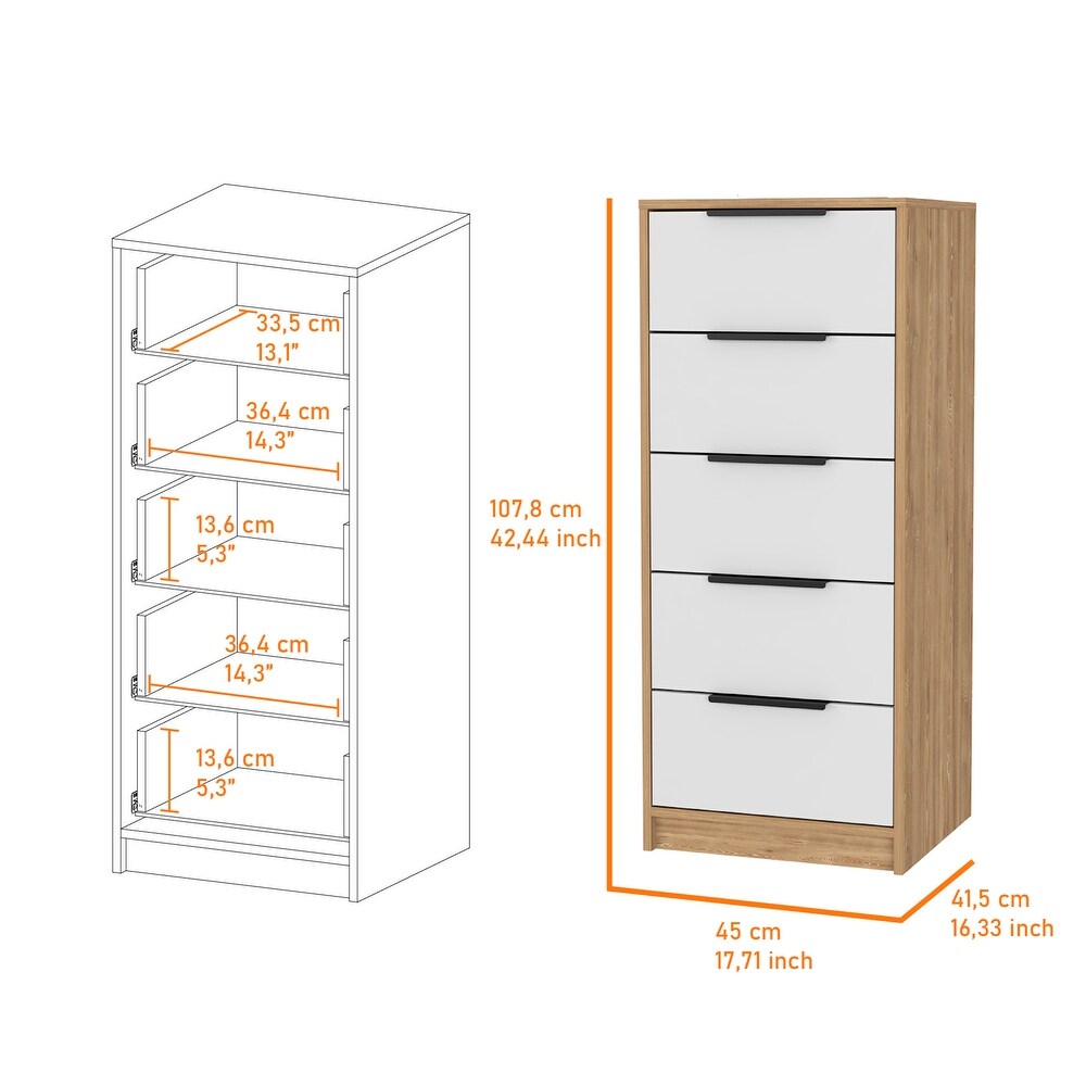 Contemporary Style 5 Drawers Dresser Chests for Bedroom  Storage Dressers Organizer for Bedroom  Living Room  Hallway