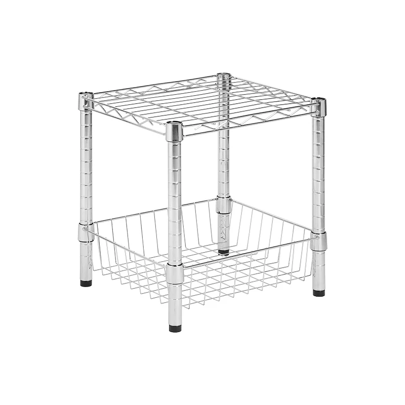 Honey-Can-Do Chrome Wire Table with Basket