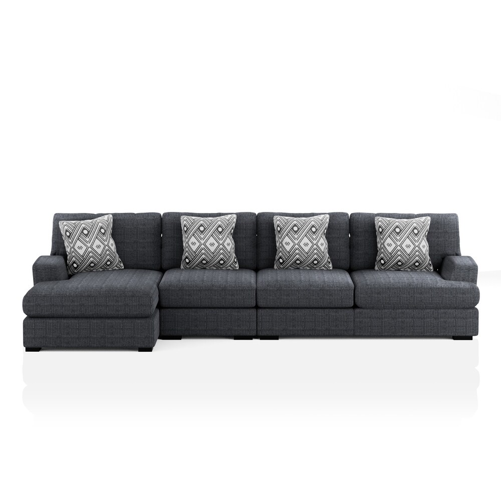 Kintra Contemporary Chenille Upholstered Large L Shaped Sectional by Furniture of America