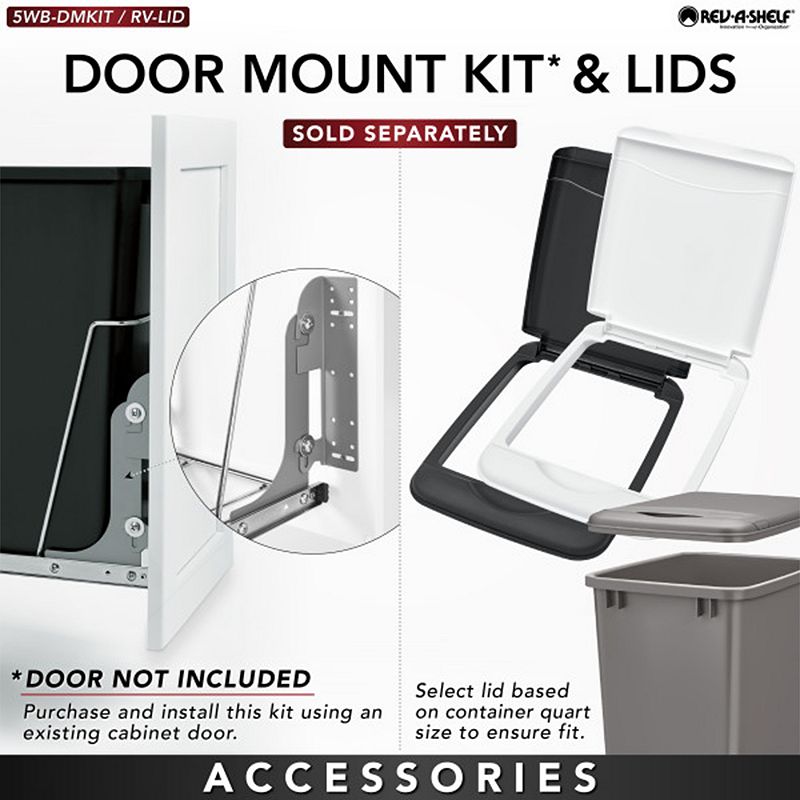 Rev-a-shelf Double Pull Out Trash Can 35 Qt For Kitchen， Gray， Rv-18kd-13c-s