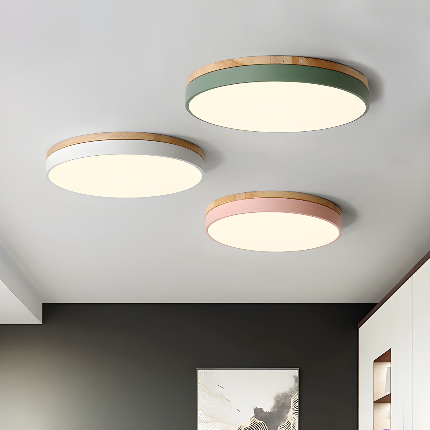 Zara Circular Wood Ceiling Lamp