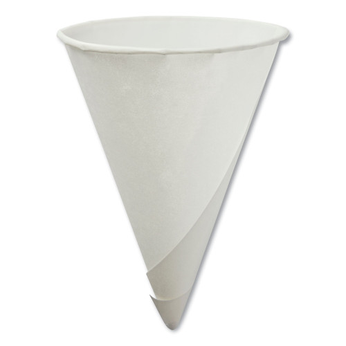 Konie Rolled Rim Paper Cone Cups， 4.5oz， White， 200/Bag， 25 Bags/Carton (45KR)