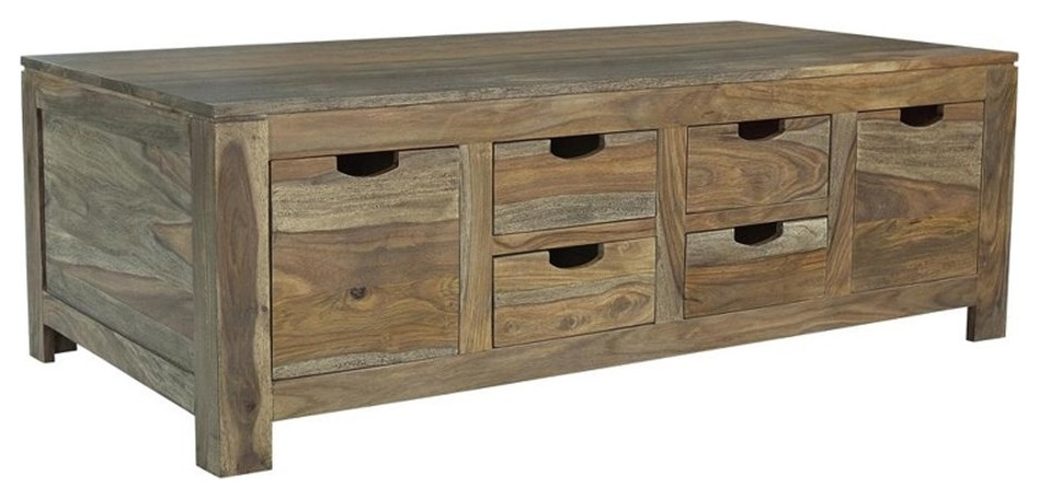 Coaster Esther 6 drawer Wood Storage Coffee Table Natural Sheesham   Rustic   Coffee Tables   by Homesquare  Houzz