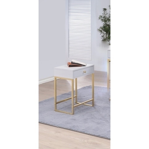 Astonishing Side Table， White and Gold