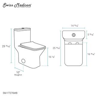 Swiss Madison Carre 10 in. Rough-In 1-piece 1.11.6 GPF Dual Flush Square Toilet in Matte Black Seat Included SM-1T276MB