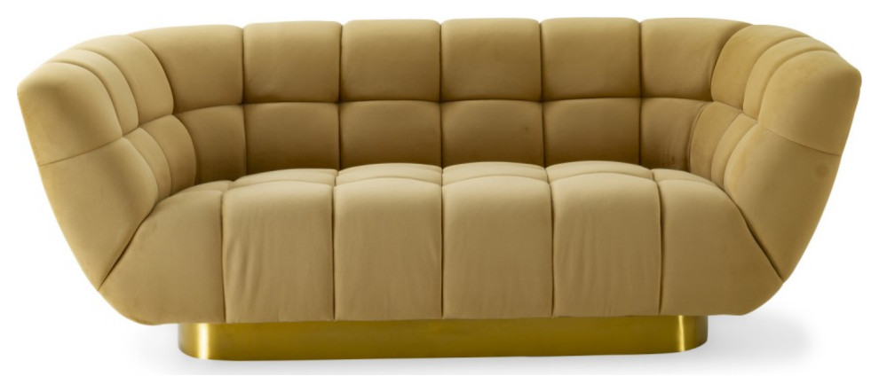 Arabella  Glam Mustard and Gold Fabric Loveseat   Contemporary   Loveseats   by V.S.D Furniture  Houzz