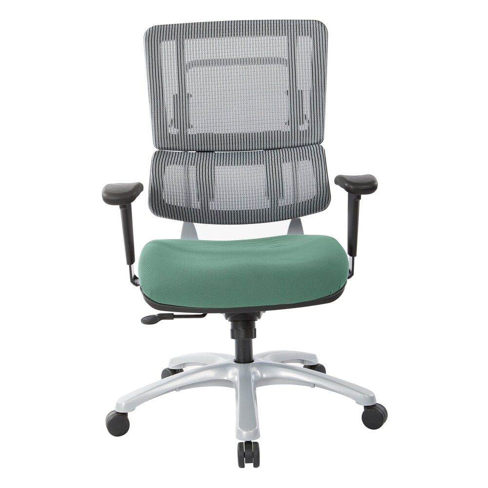 Upholstered Vertical Grey Mesh Chair with Silver Base