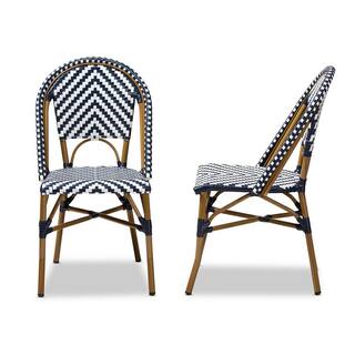 Baxton Studio Celie White and Blue Dining Chair (Set of 2) 150-2PC-8994-HD