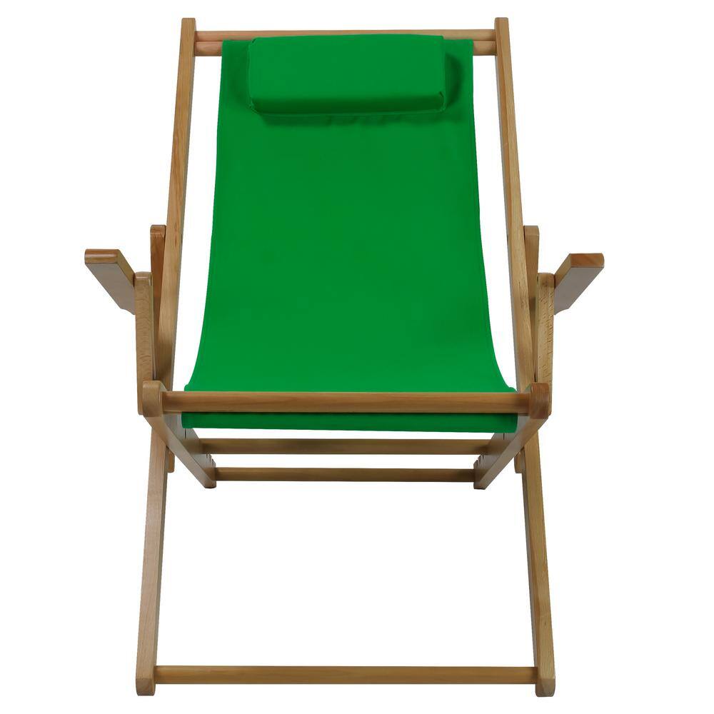 Casual Home Natural Frame and Green Canvas Solid Wood Sling Chair 114-00011-33