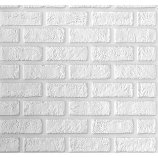 Dundee Deco Falkirk Jura III 14 in. x 28 in. x 28 in. Peel  Stick White Faux Brick PE Foam Decorative Wall Paneling (10-Pack) JNHDRS0601-10