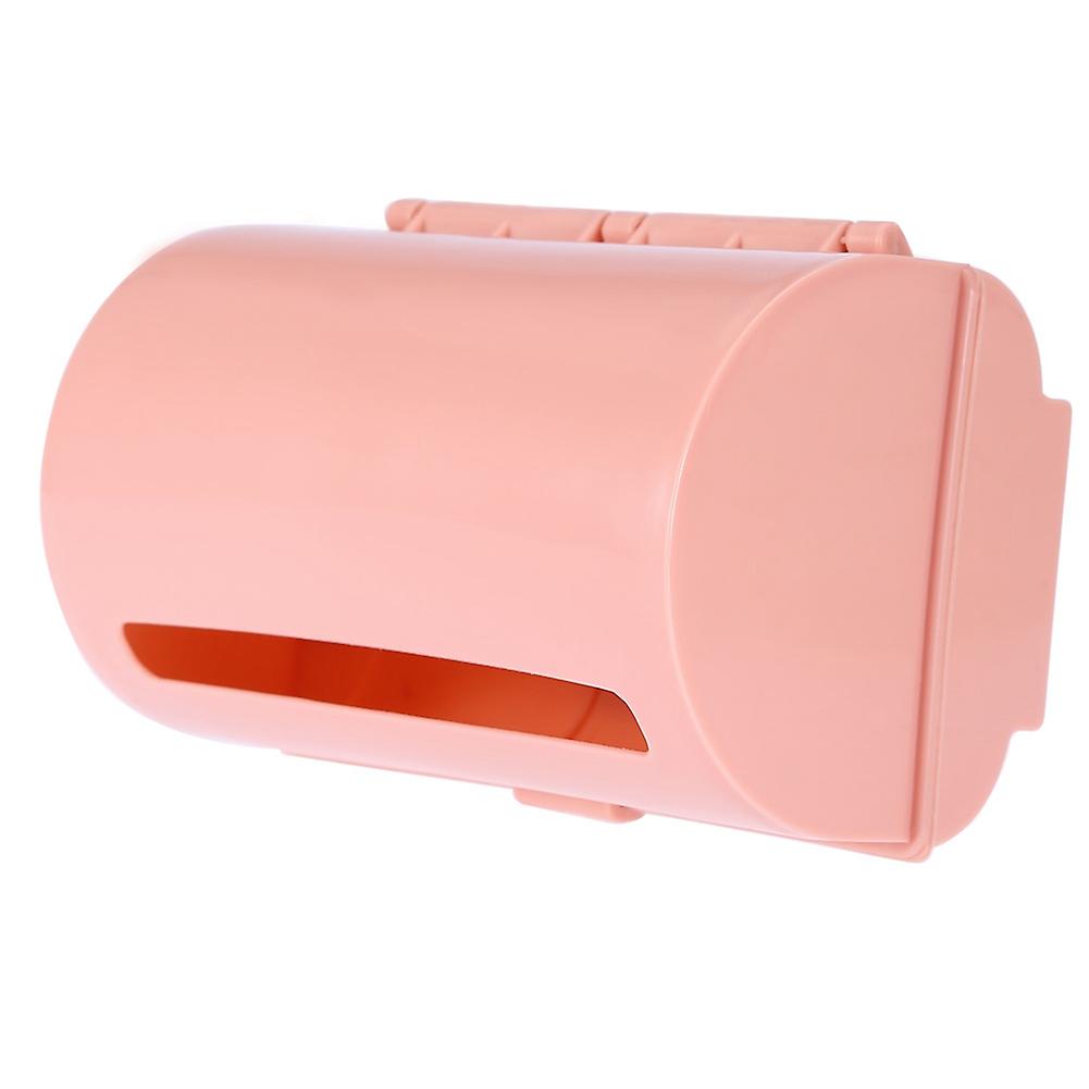 Back Adhesive Wall Mount Trash Garbage Plastic Bag Storage Box Organizer Pink