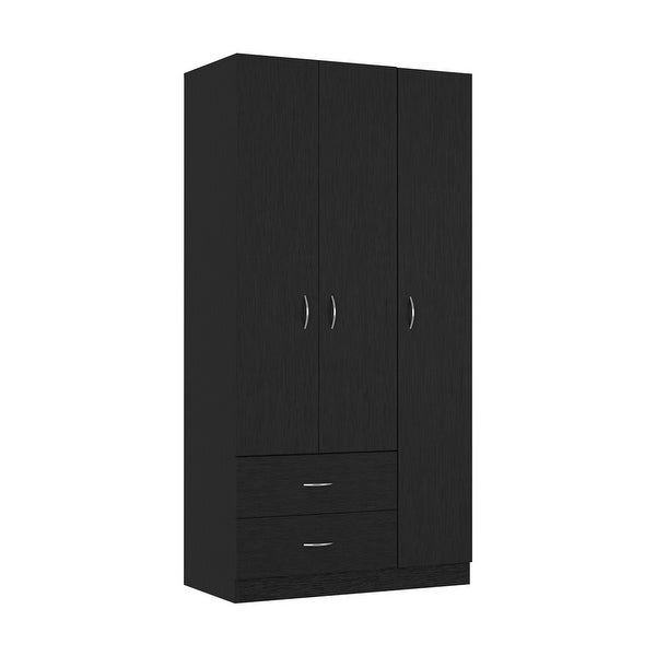 Bosko 3 Doors Armoire， 2 Drawers， 4 Shelves， Metal Rod - - 34518435