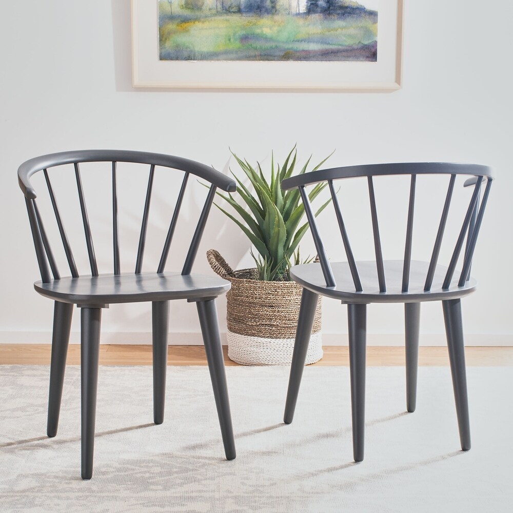 SAFAVIEH Dining Country Blanchard Grey Wood Dining Chairs (Set of 2)   21.3\