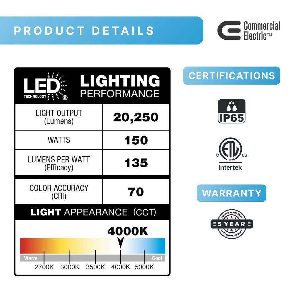 Commercial Electric 400W Equivalent Integrated LED Commercial Bronze Dusk to Dawn Area Light 21000 Lumens 4000K GRD150-PC-4K-BZ