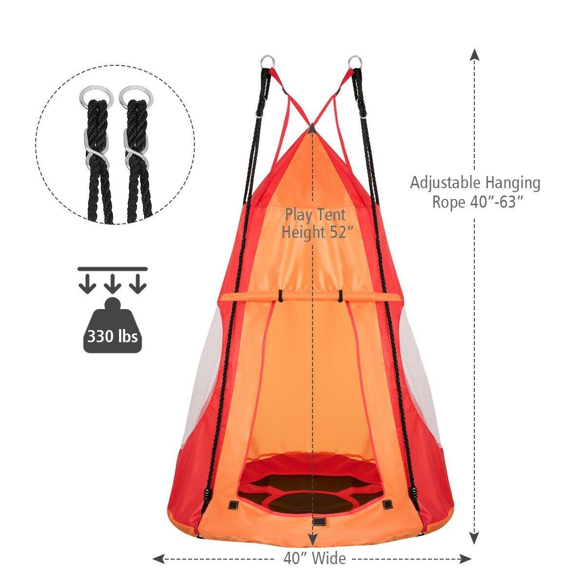 2 in 1 Kids Detachable Hanging Chair Swing Tent Set