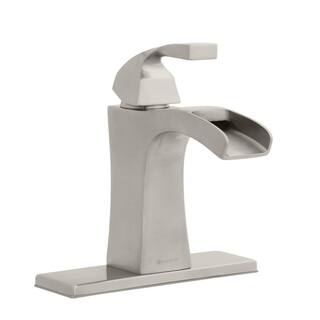 Glacier Bay Leary Curve Single-Handle Single Hole Bathroom Faucet in Brushed Nickel HD67596W-7004