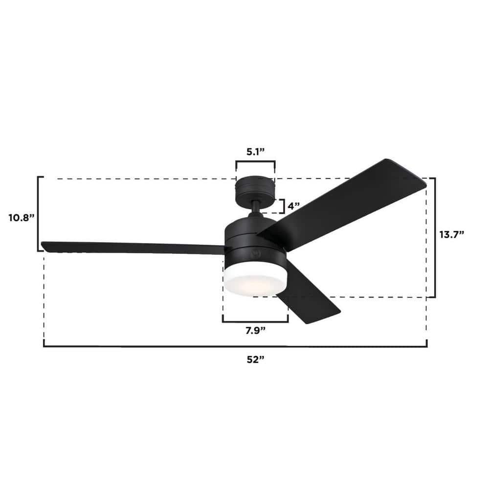 Westinghouse Alta Vista 52 in LED Matte Black Ceiling Fan