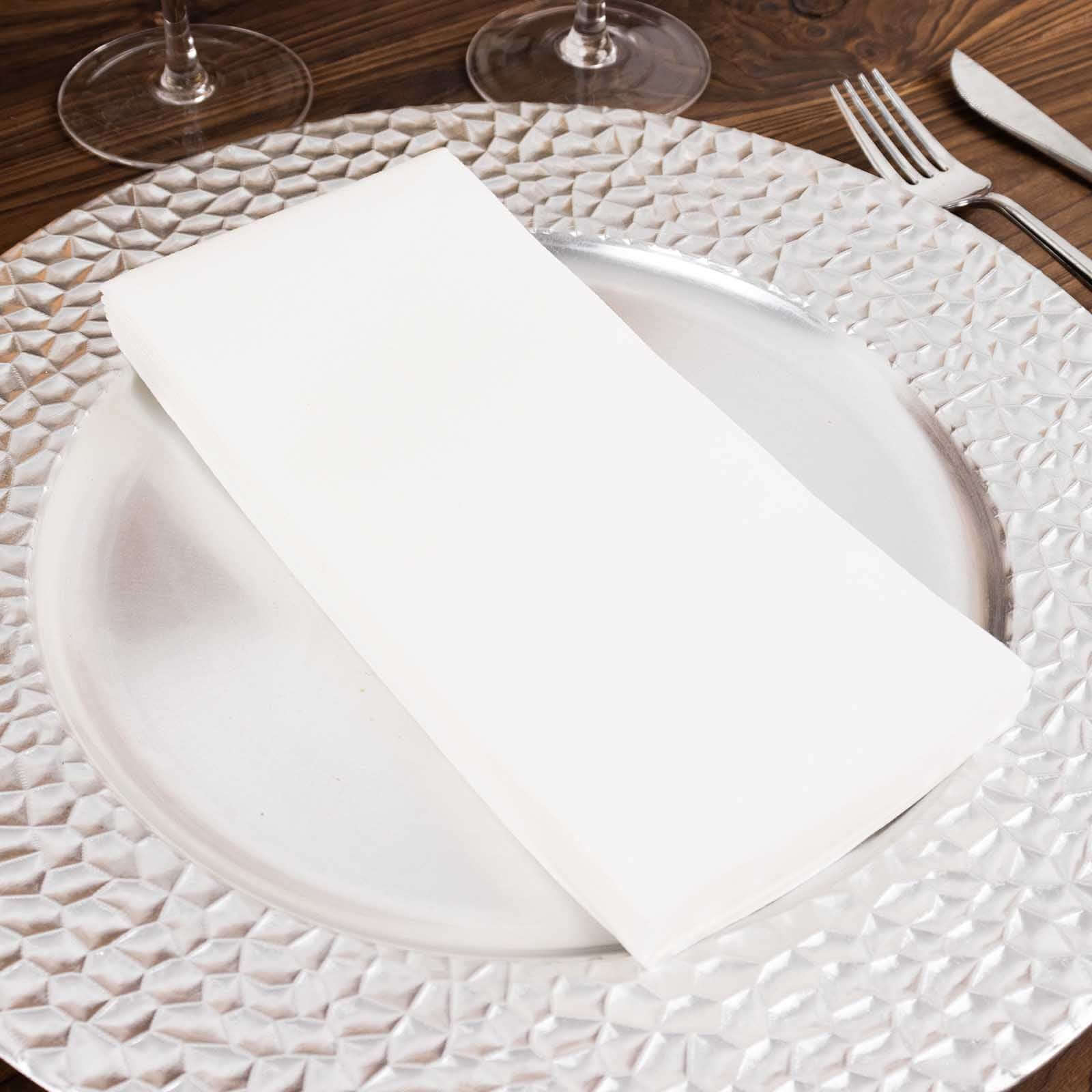 20 Pack White Soft Linen-Feel Airlaid Paper Party Napkins, Highly Absorbent Disposable Dinner Napkins