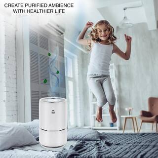 WBM SMART Air Purifier True HEPA for Large Rooms Remove 99.97% Dust Mold Pet Odors White AR-04-WHITE-A