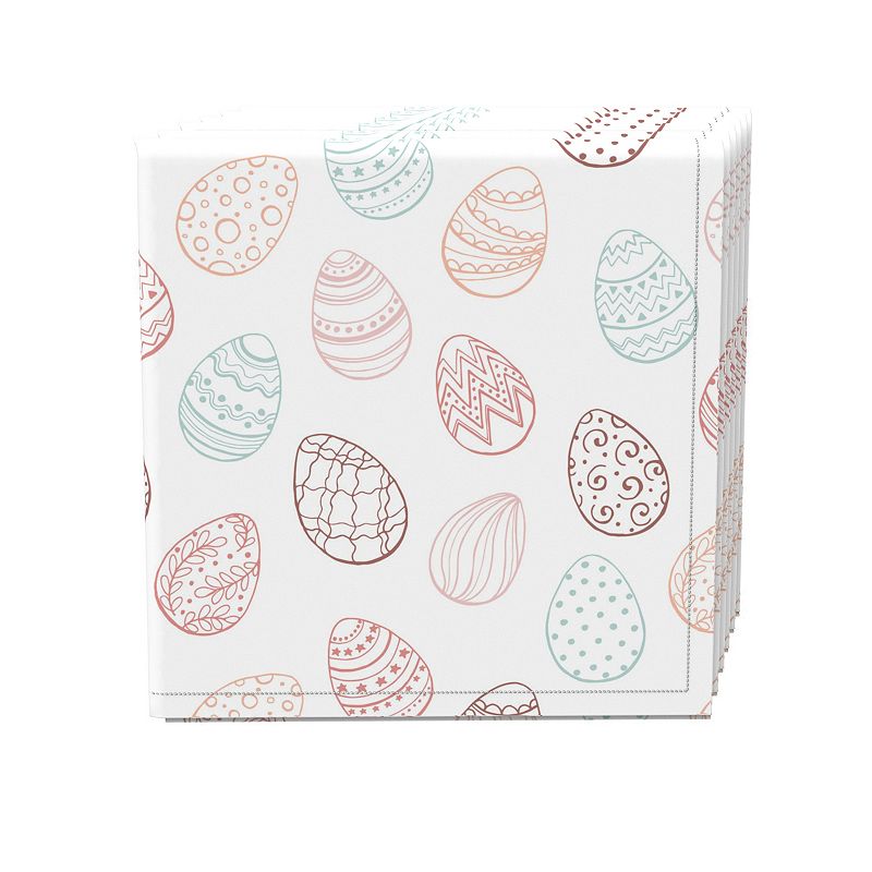 Napkin Set， 100% Polyester， Set of 4， 18x18， Watercolor Decorative Easter Eggs