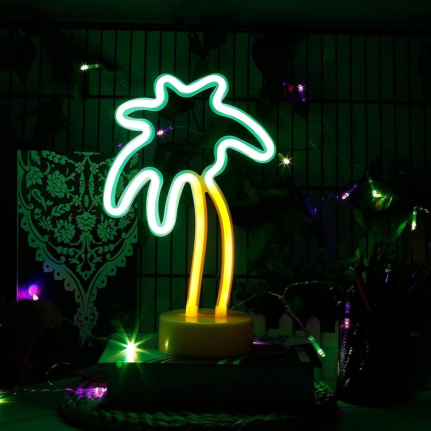 Coconut Palm Tree Night Light Neon Light With Stand Base Led Neon Sign Battery Or Usb Powered Palm N