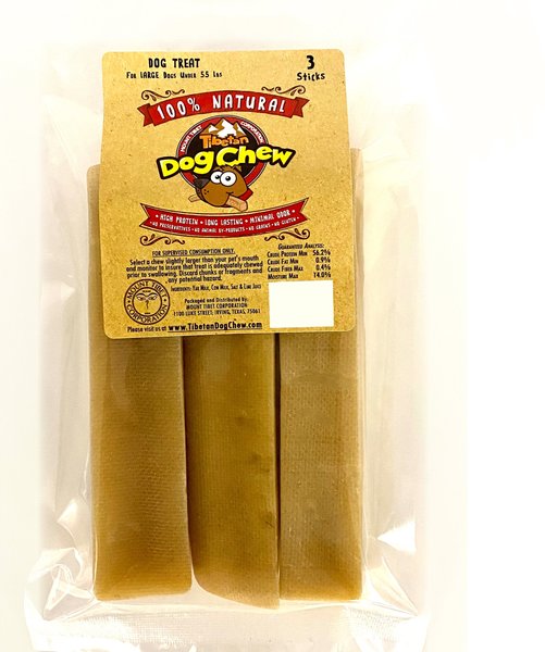 Tibetan Dog Chew Large Breed Grain-Free Sticks Dog Treats， 3 count