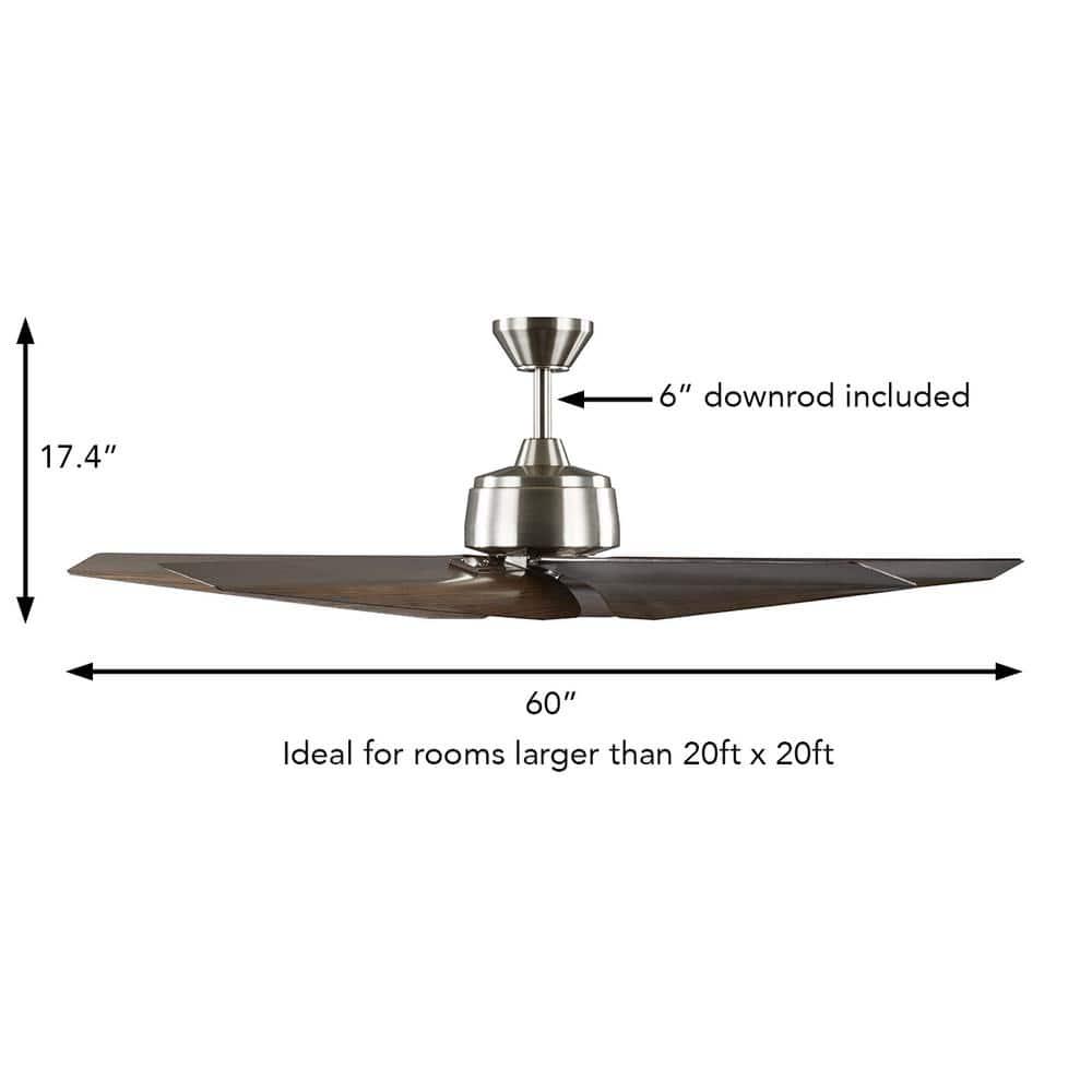 Home Decorators Collection Feldner 60 in IndoorCovered Outdoor Brushed Nickel Smart Ceiling Fan with Remote Control Powered by Hubspace