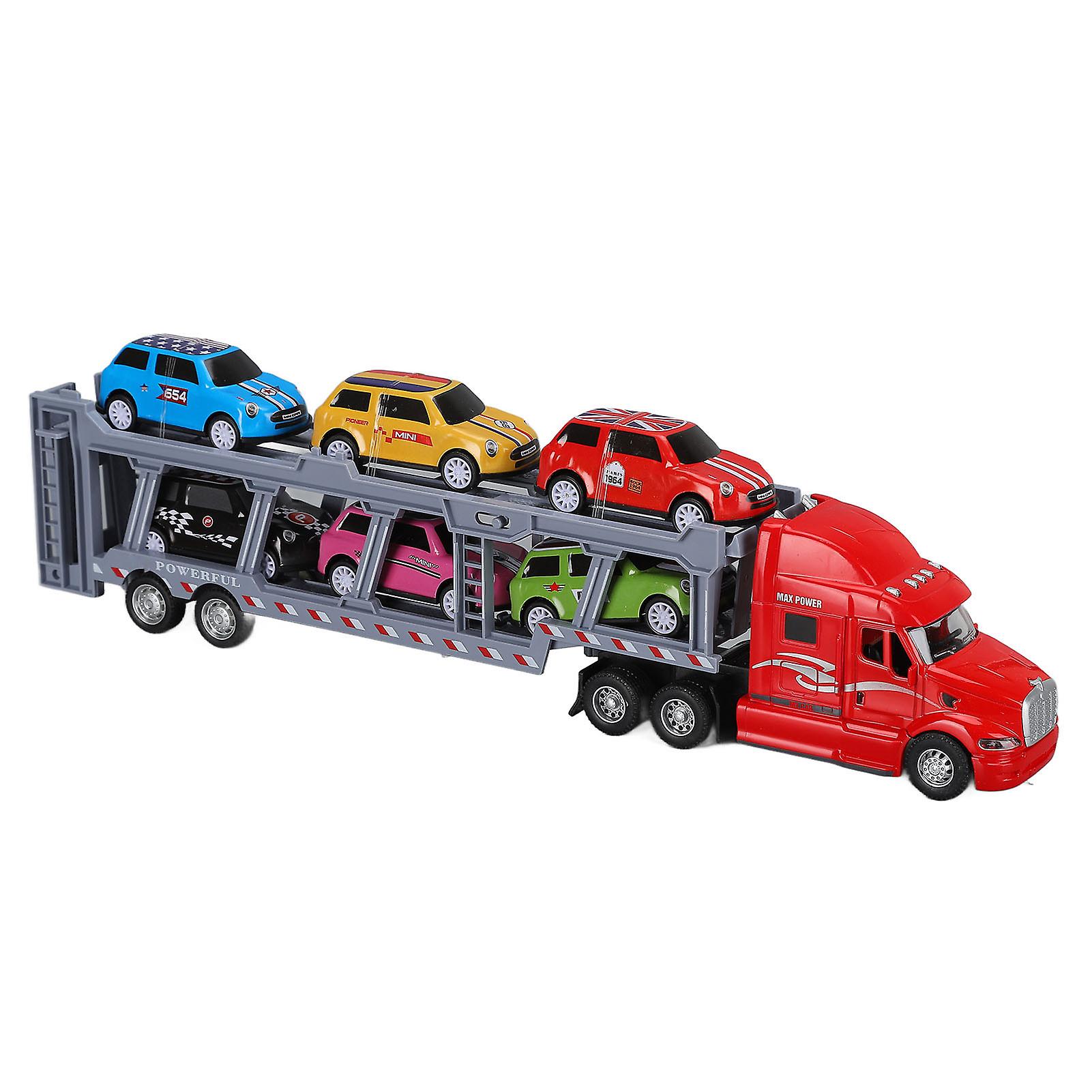 1:48 Carrier Truck Toy Model Alloy Detachable Six Car Kids Transport Vehicles Simulation Model For 3 Years Old +red