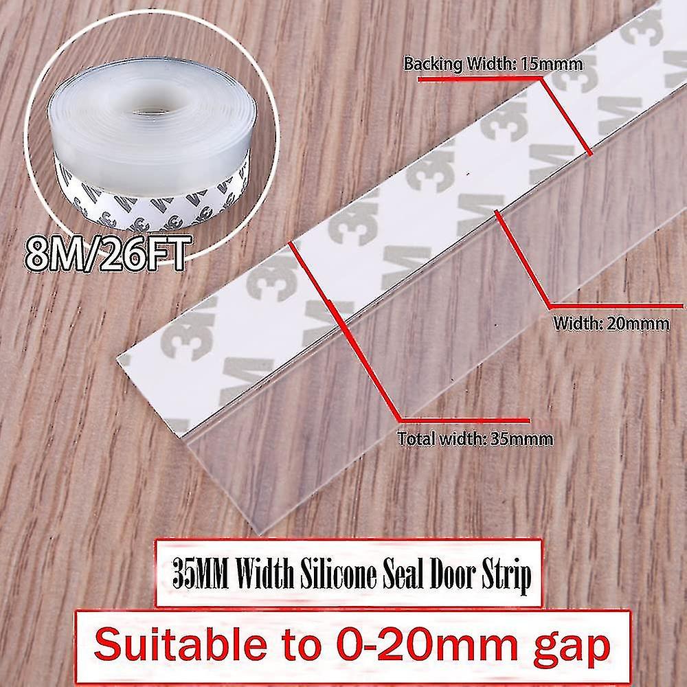 Silicone Seal Door Strip Bottom - 8m/26ft (w: 35mm) Silicone Sealing Sticker Self Adhesive Weather S