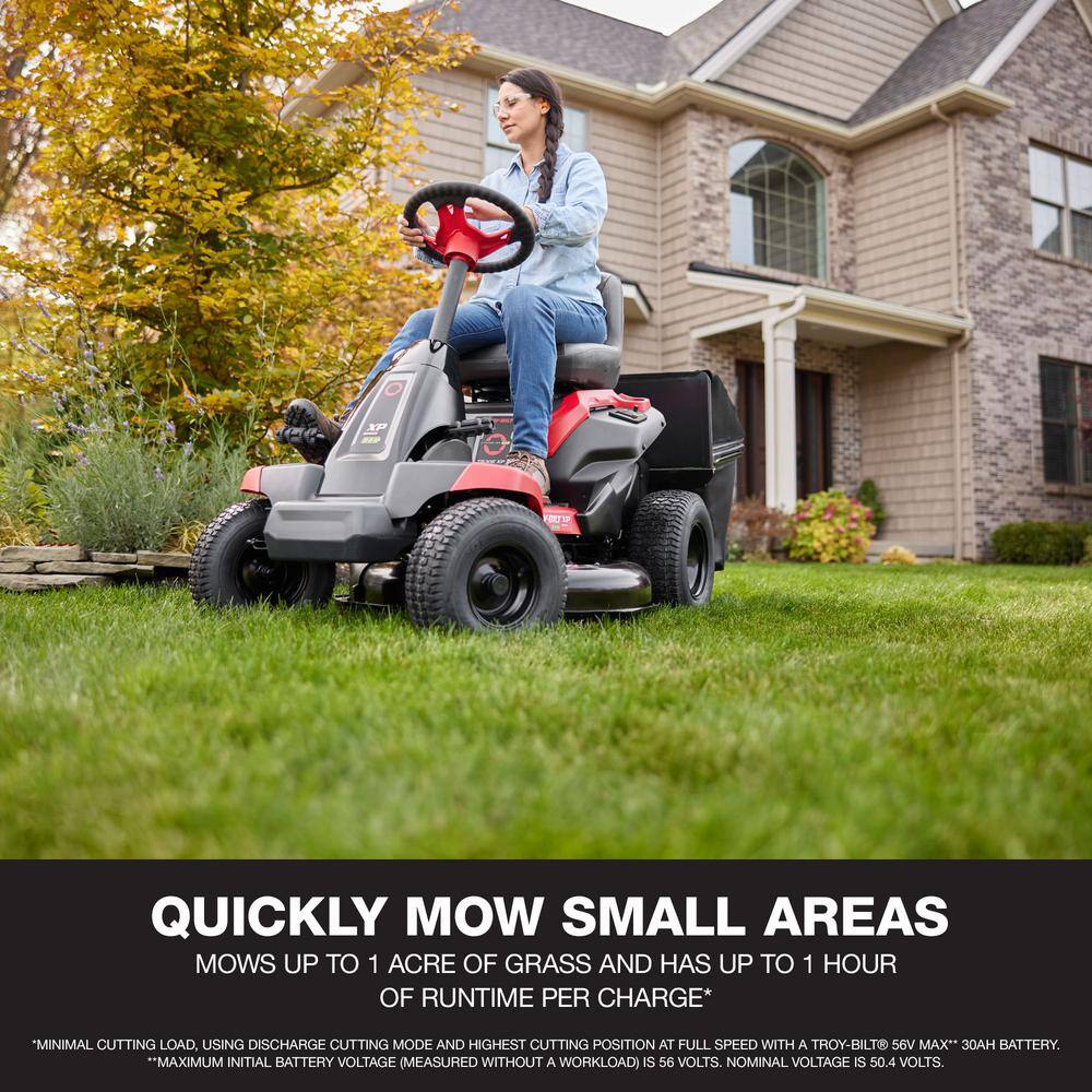 Troy-Bilt XP 30 in. 56-Volt MAX 30 Ah Battery Lithium-Ion Electric Drive Cordless Riding Lawn Tractor with Mulch Kit Included TB30E XP