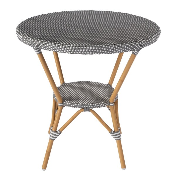 Tobias Outdoor Rattan and Metal Round Bistro Table