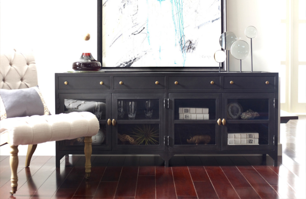 Barton Shadow Box Media Console   Industrial   Entertainment Centers And Tv Stands   by Marco Polo Imports  Houzz