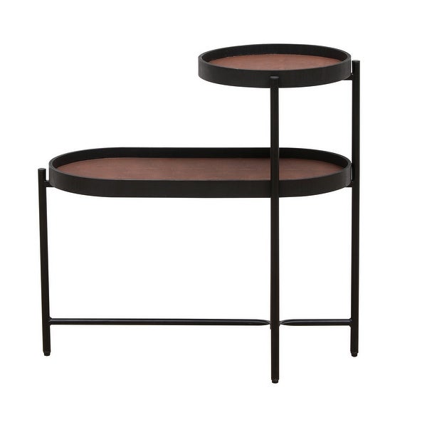 2-Tier Side Table with Storage Sofa Table with Bottom Anti-slip and Tray End Table Modern Living Room Center Table