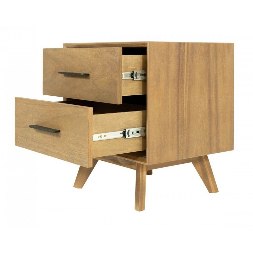 Cid ie 18 Inch Modern Nightstand  2 Drawers  Solid Acacia  Walnut